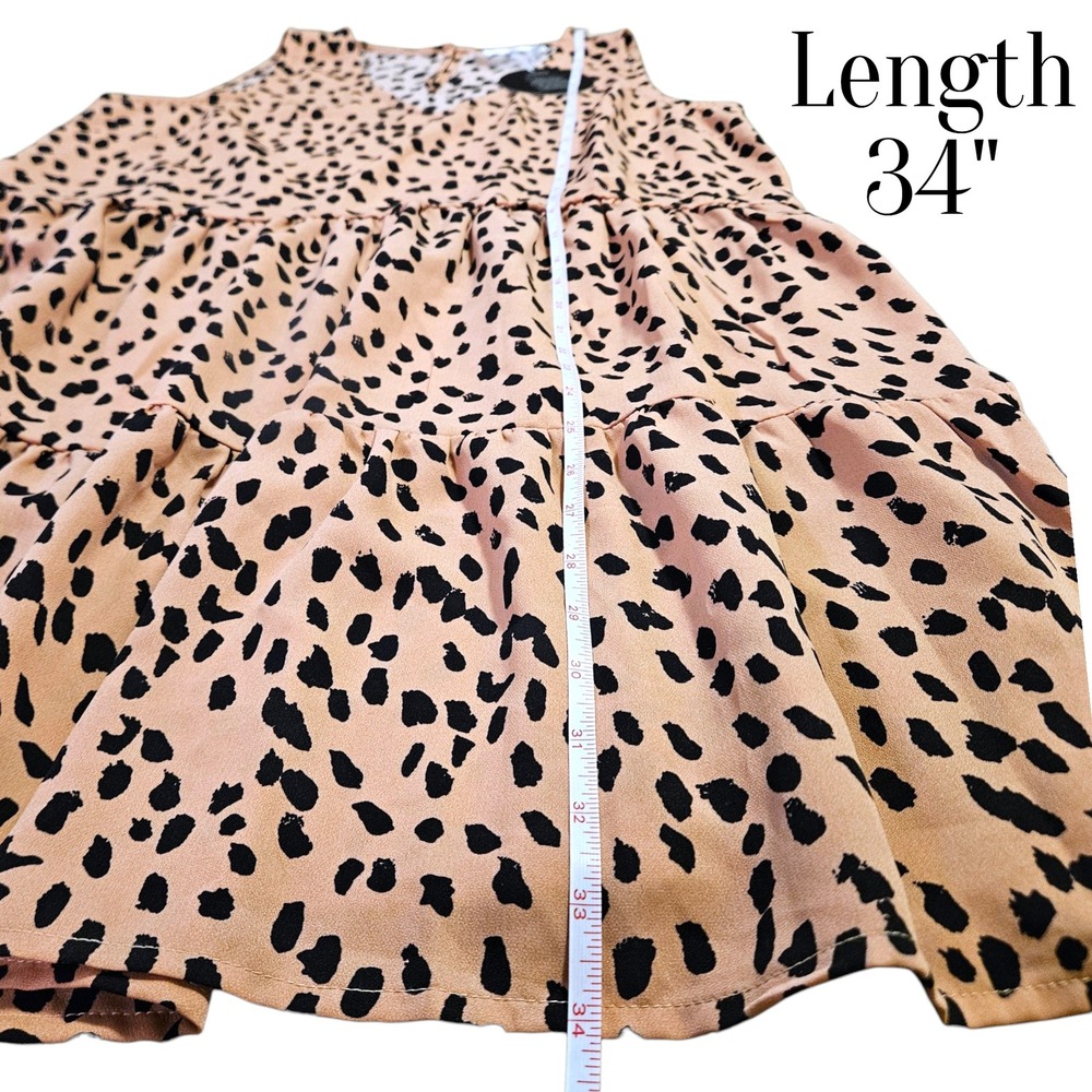 Mittoshop NWT Leopard Print Tiered Sleeveless Mini Dress Pockets Women's M - Picture 10 of 10